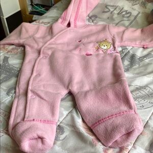 Pink Hooded Baby Onesie